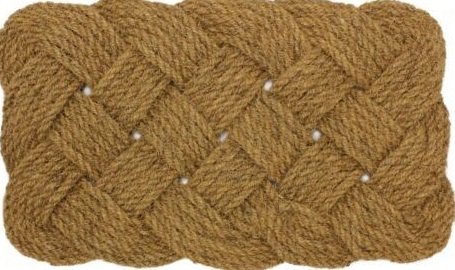 Natural Coir Hand Made Indoor Outdoor Knotted Rope Door Floor Mat, 45x75cm, Brown