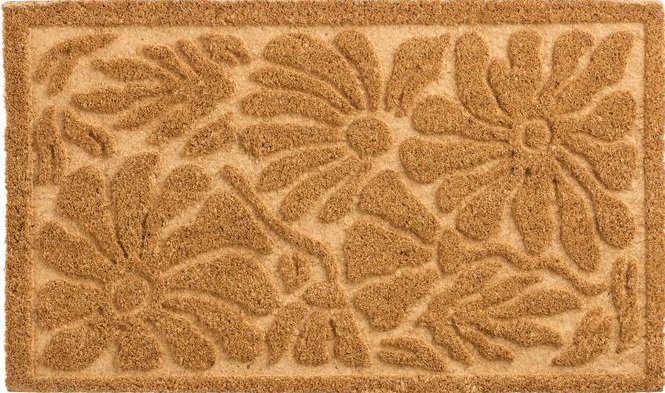 Natural Embossed Floral Coir Doormat