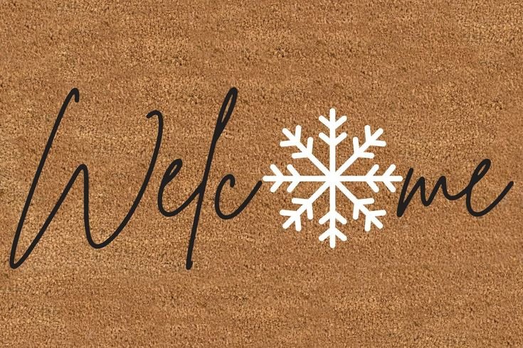 Rectangular Winter Snowflake Coir Doormat
